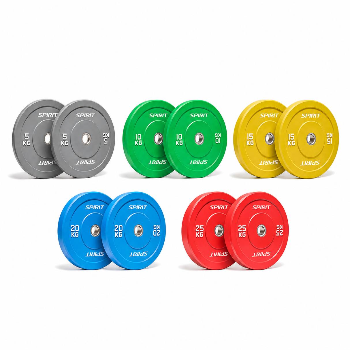 Spirit Fitness Bumper Plates Set inkl. Hantelscheibenständer