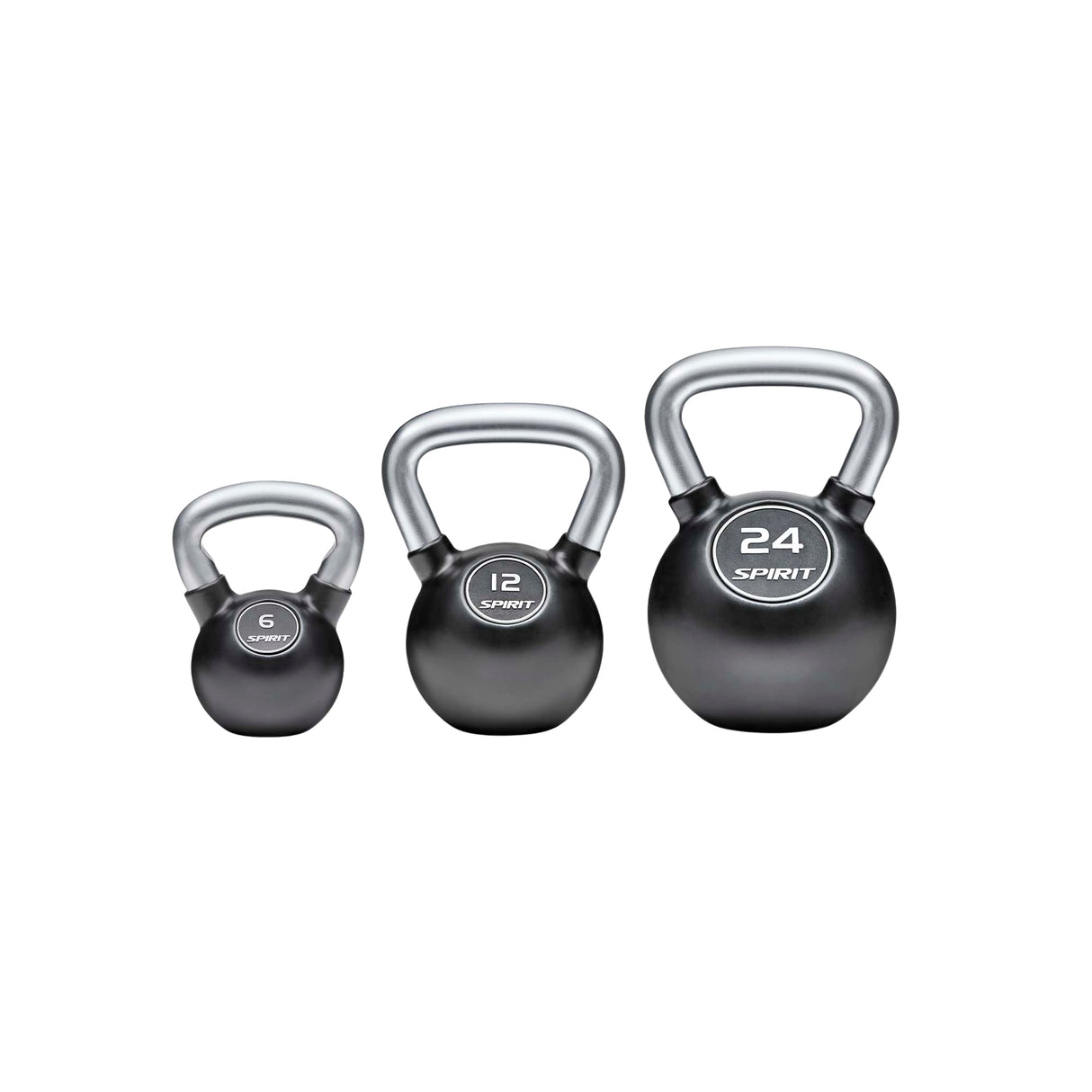 Spirit Fitness Rubber Encased Kettlebell Set inkl. Rack