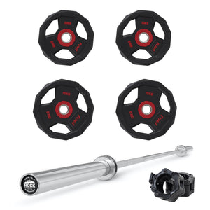 FUEL Fitness Olympia Langhantelset Diamond 50kg inkl. Hantelstange und Verschlüsse