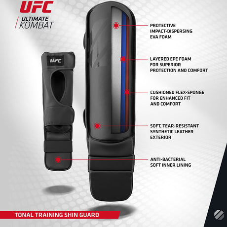 UFC PRO Tonal Grappling Shin Guard Schwarz Gr. M